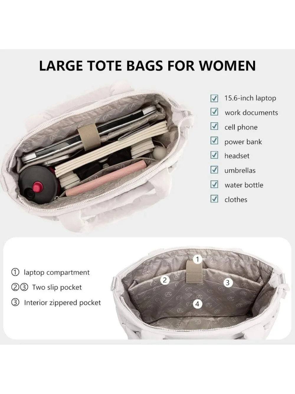 N/A puffer tote